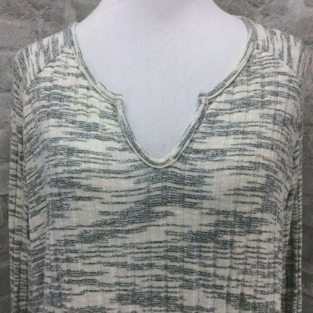 Lazy Sundays Top X Large Gray Cream Stretch Knit … - image 5